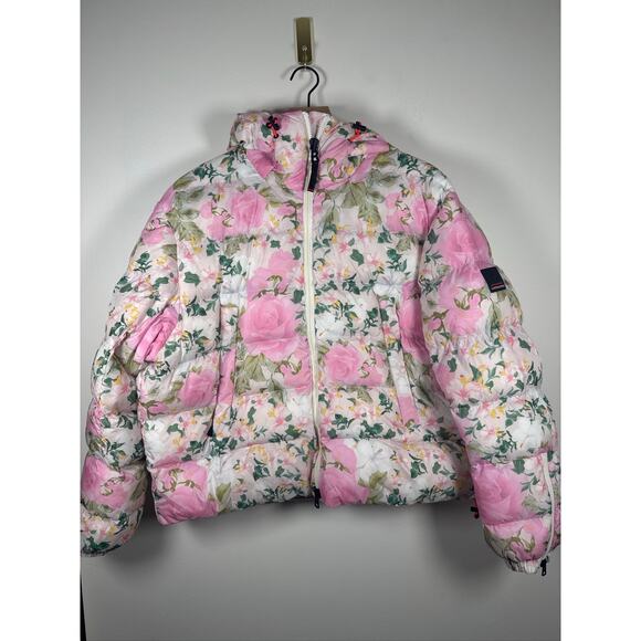 LoveShackFancy Raissa Fire+Ice Floral Puffer Jacket – White & Pink, US 10 - Picture 3 of 11